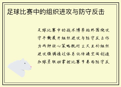 足球比赛中的组织进攻与防守反击